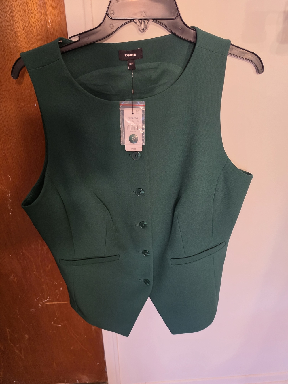 Express Women’s Forest Green Tailored Vest